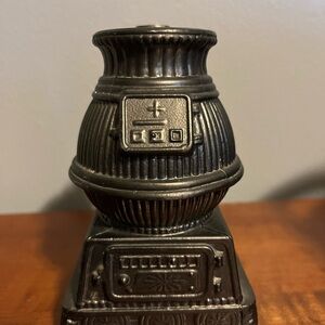 Vintage Black Cast Iron Stove Figurine